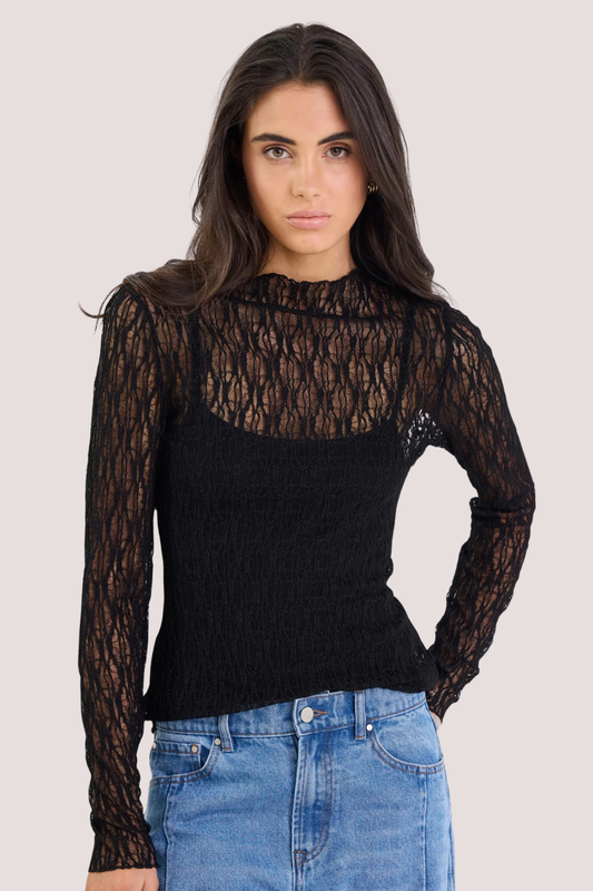 Giving Black Lace Long Sleeve Top