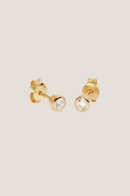 18k Gold Vermeil Radiant Crystal Stud Earrings