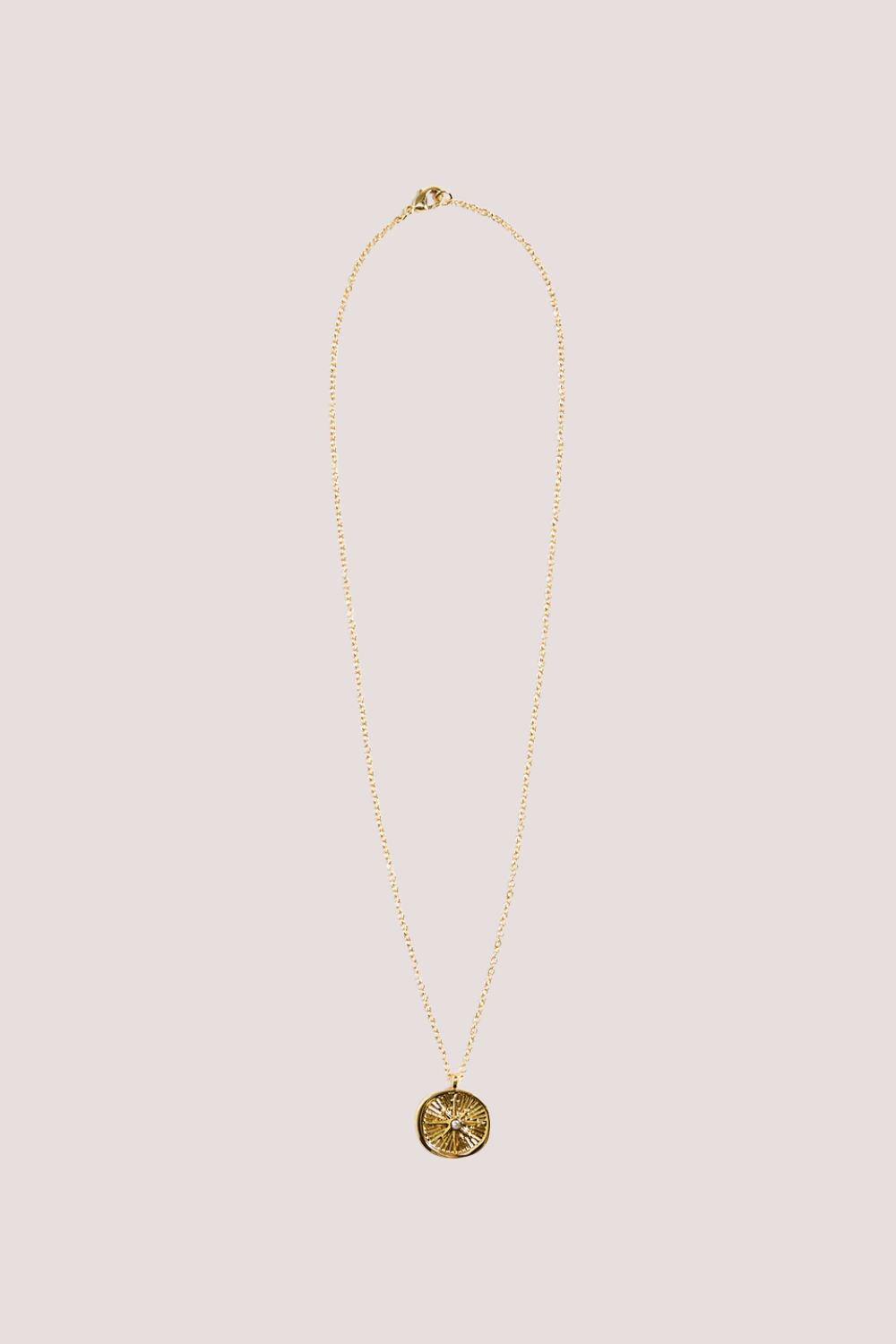 Round Pendant with Charm Gold Necklace