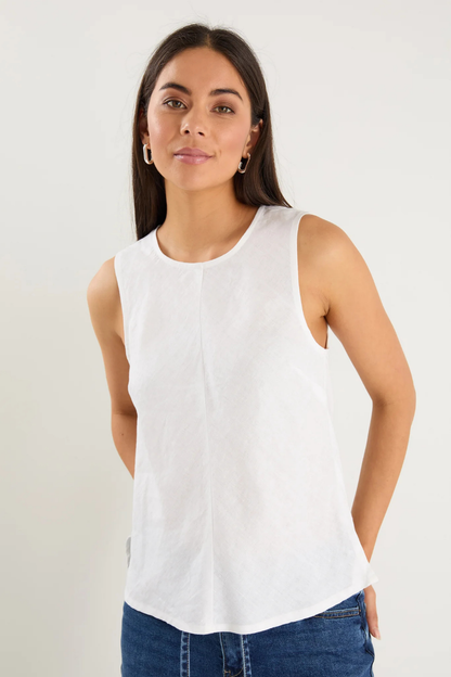 Shoreline Ivory Linen Bias Sleeveless Shell Top
