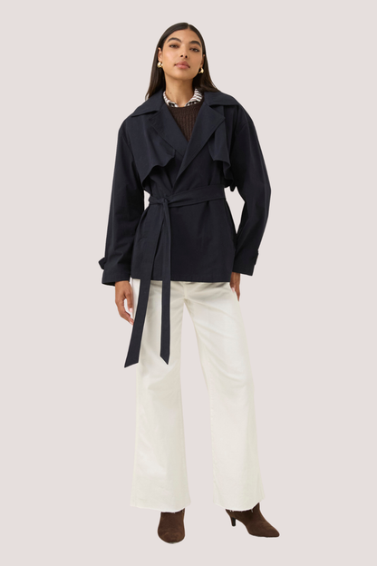 Farida Cropped Trench | Navy