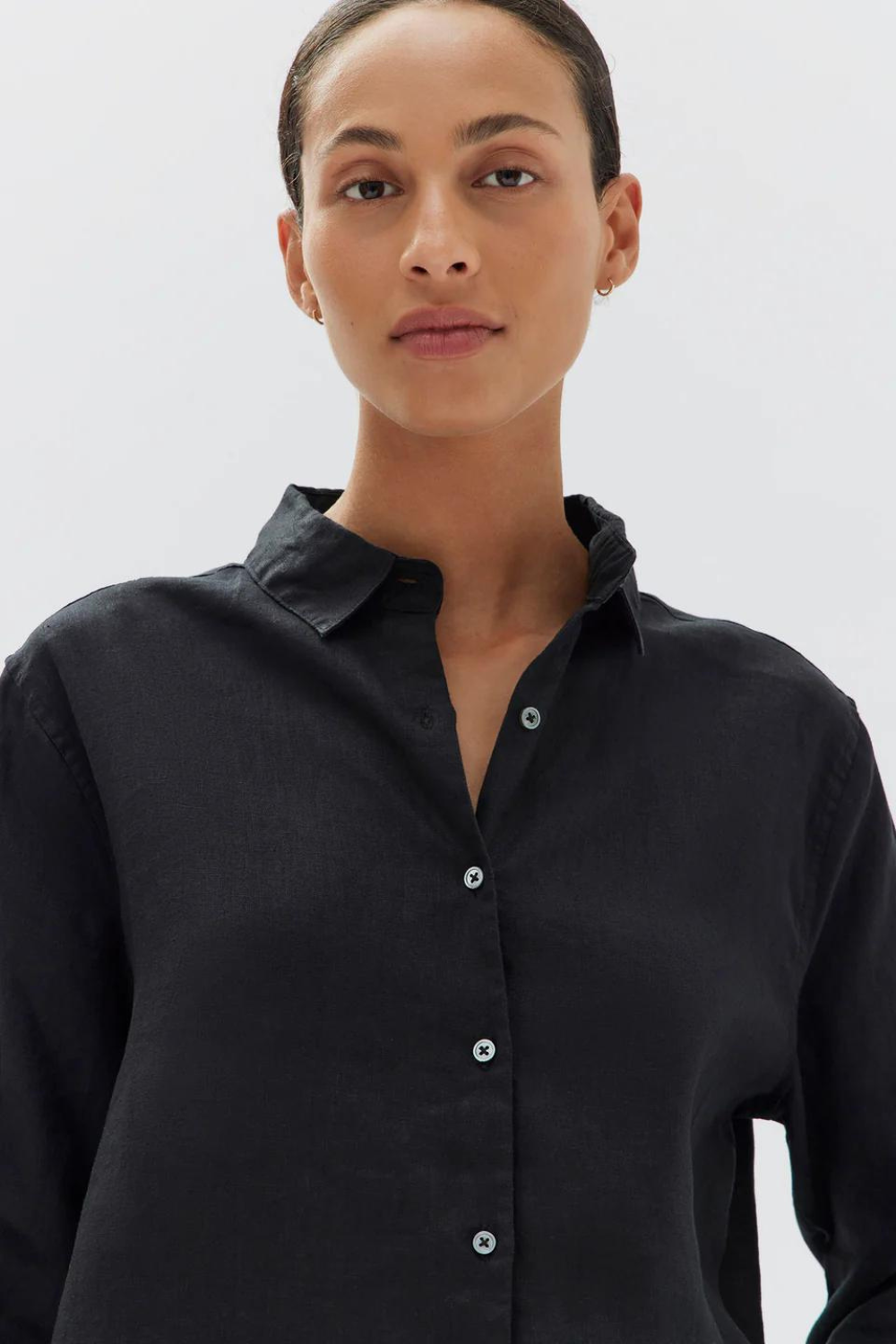 Xander Long Sleeve Linen Shirt | Black
