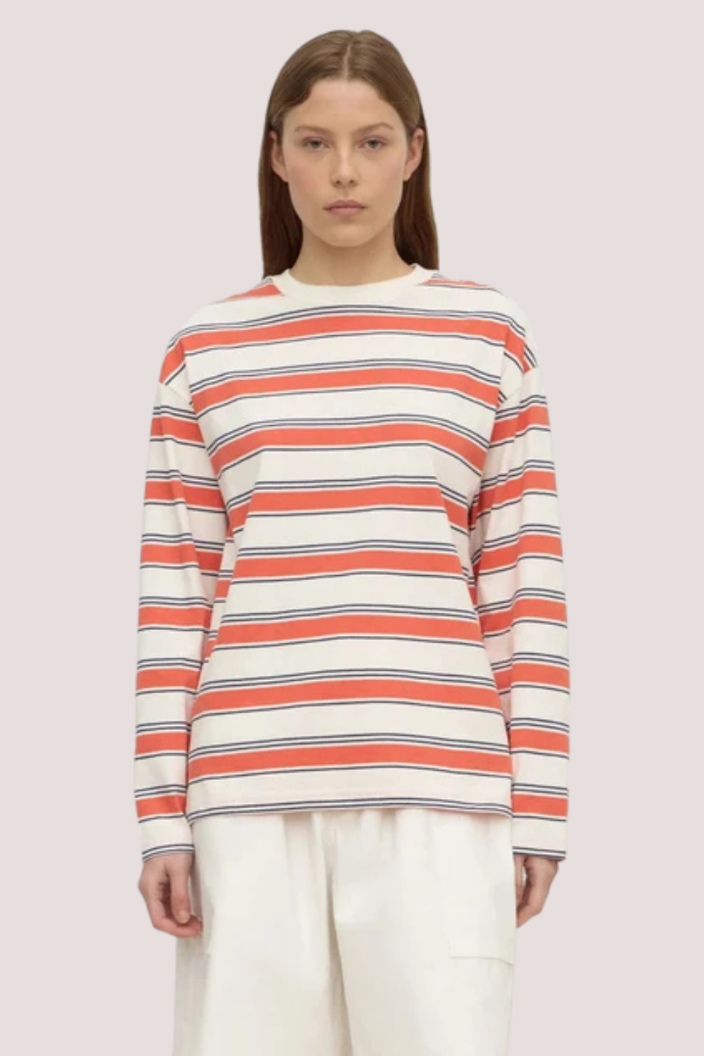 Eliana Stripe Cotton Long Sleeve Tee | Dahlia Stripe