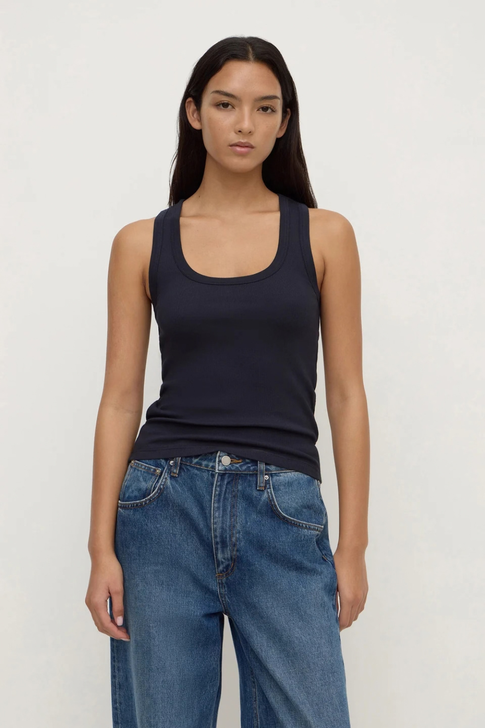 Robyn Scoop Neck Rib Tank | True Navy