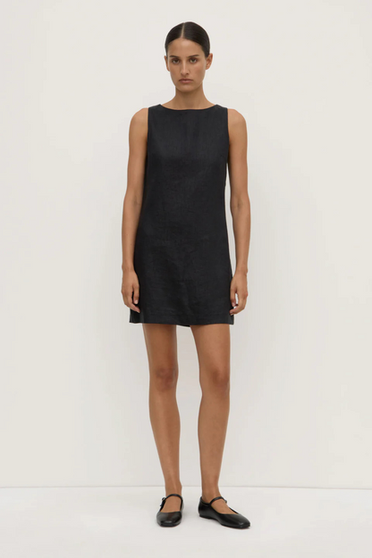 Nadine Linen Mini Dress | Black
