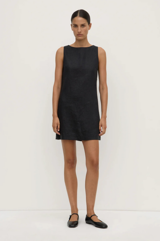 Nadine Linen Mini Dress | Black