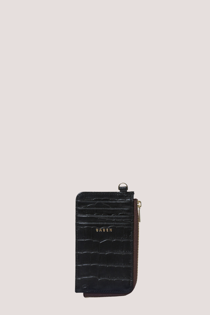 Winona Card Holder | Black Croc
