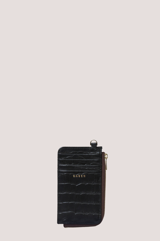 Winona Card Holder | Black Croc