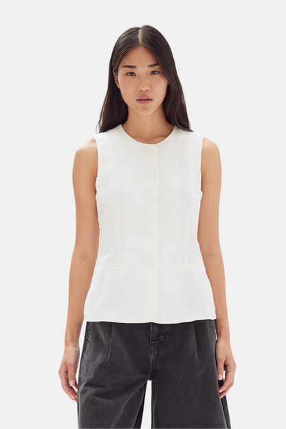 Calla Linen Top | Antique White