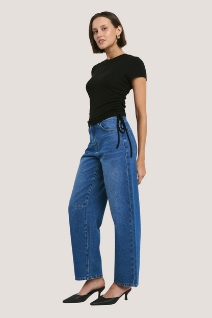 Berlin Signature Blue Mid Barrel Leg Jean