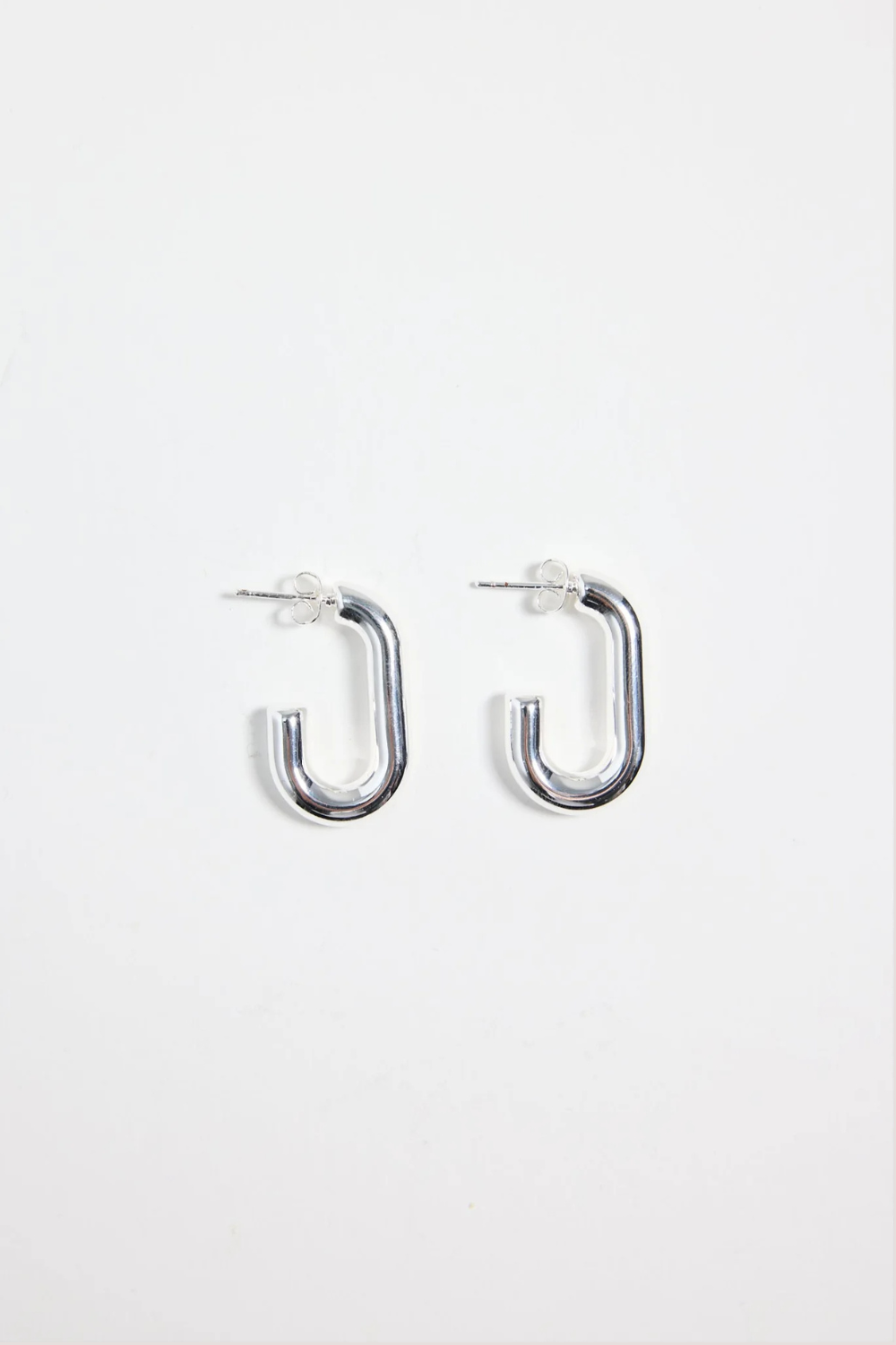 Rectangle Silver Huggie Earring