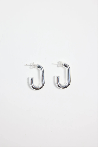 Rectangle Silver Huggie Earring