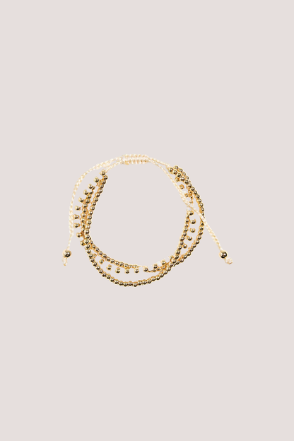 Triple Bead Gold White Gold Bracelet