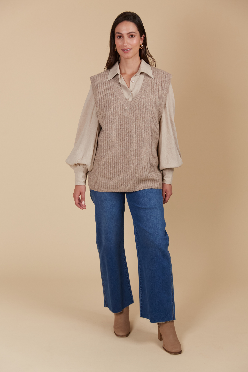 Miru Knit Vest | Taupe