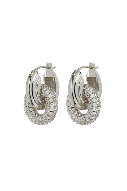The Pave Interlock Hoops| Silver