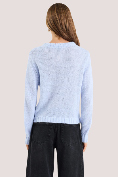Genuine Ice Blue Crewneck Fluffy Long Sleeve Jumper
