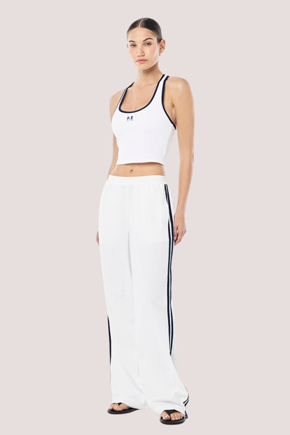 Relay spray track pant | White/Dark Navy