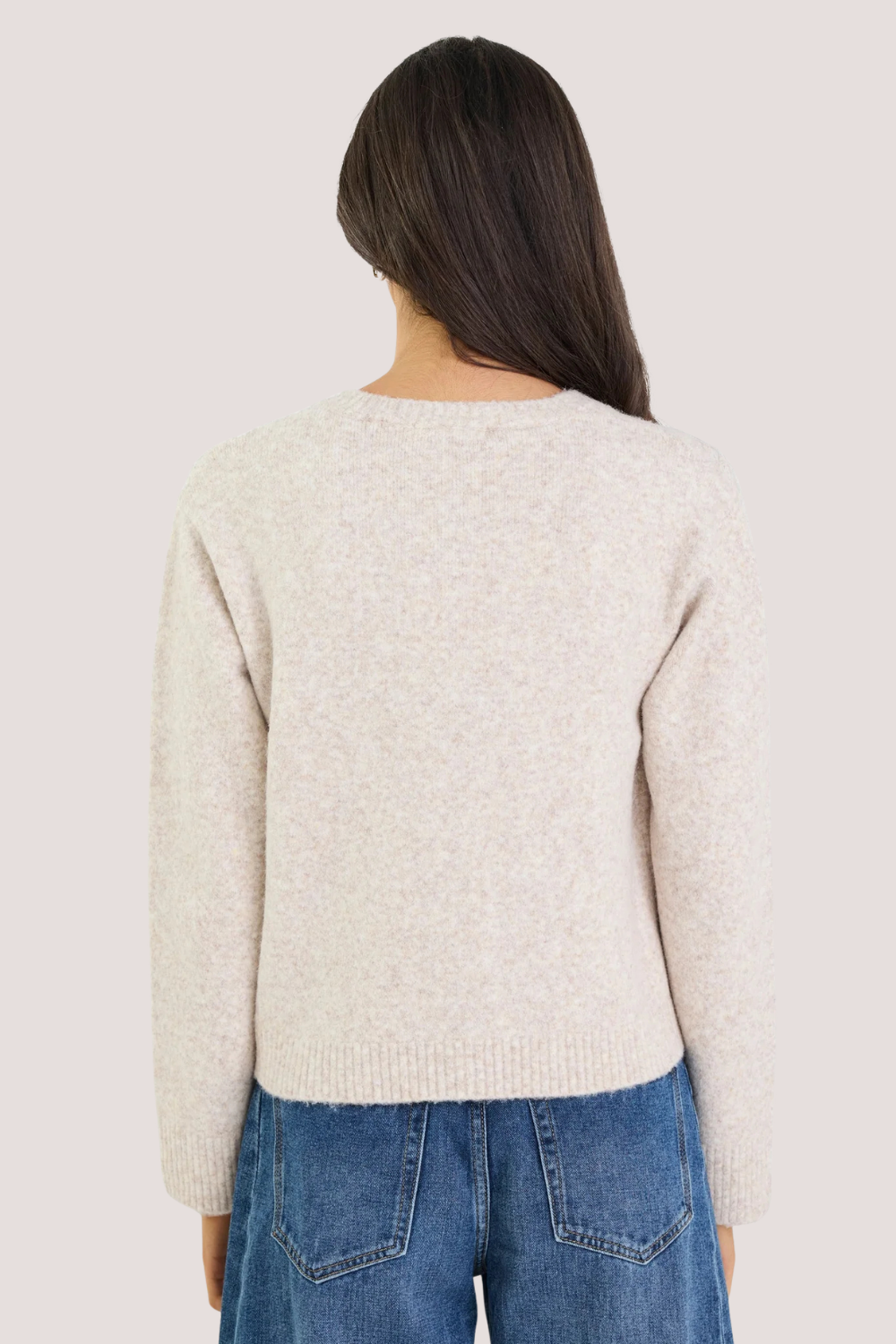 Crest Oat Marle Crewneck Cardigan