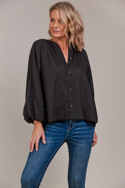 Laax Button Blouse | Black