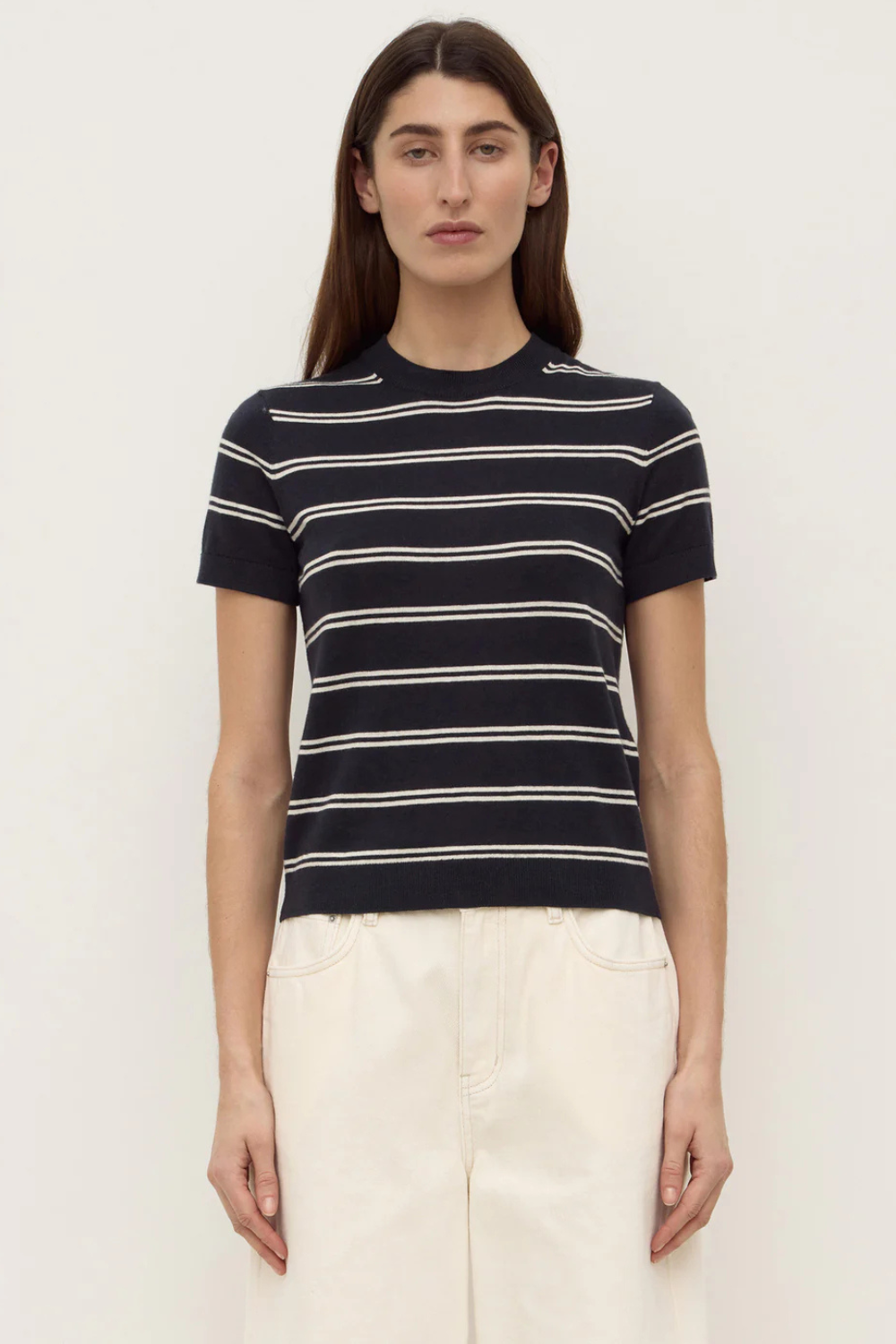 Cashmere Tee | True Navy/Cream