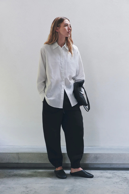 Saskia Silk Shirt | Cream/Charcoal Stripe