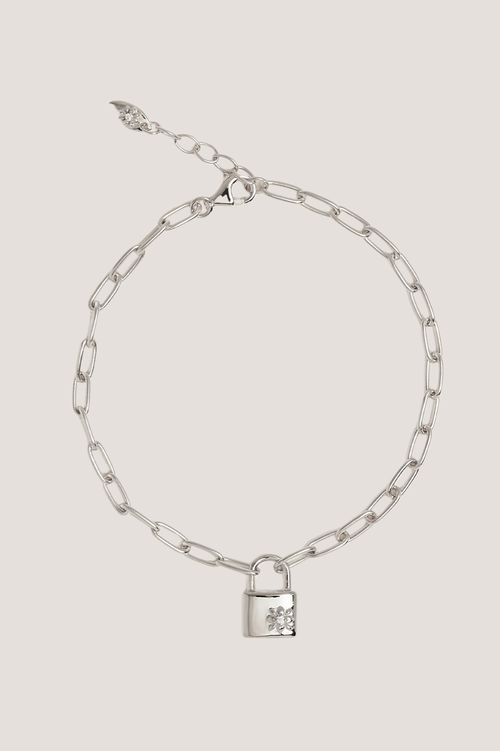 Sterling Silver Promise of Us Lotus Padlock Bracelet