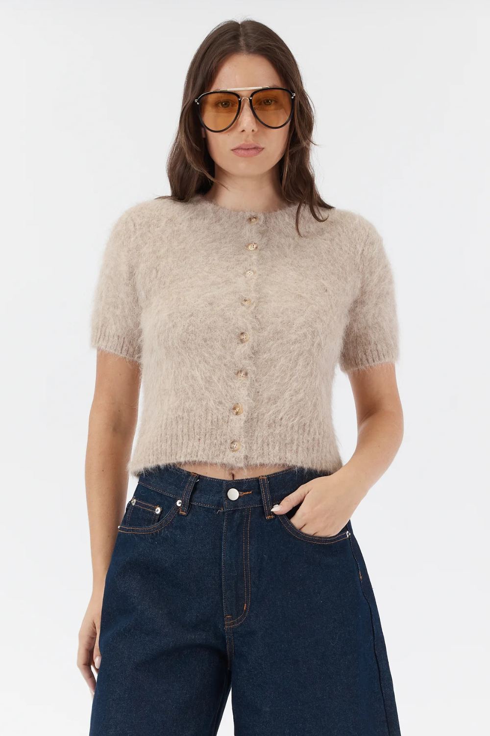Elly Cropped Cardigan | Oat