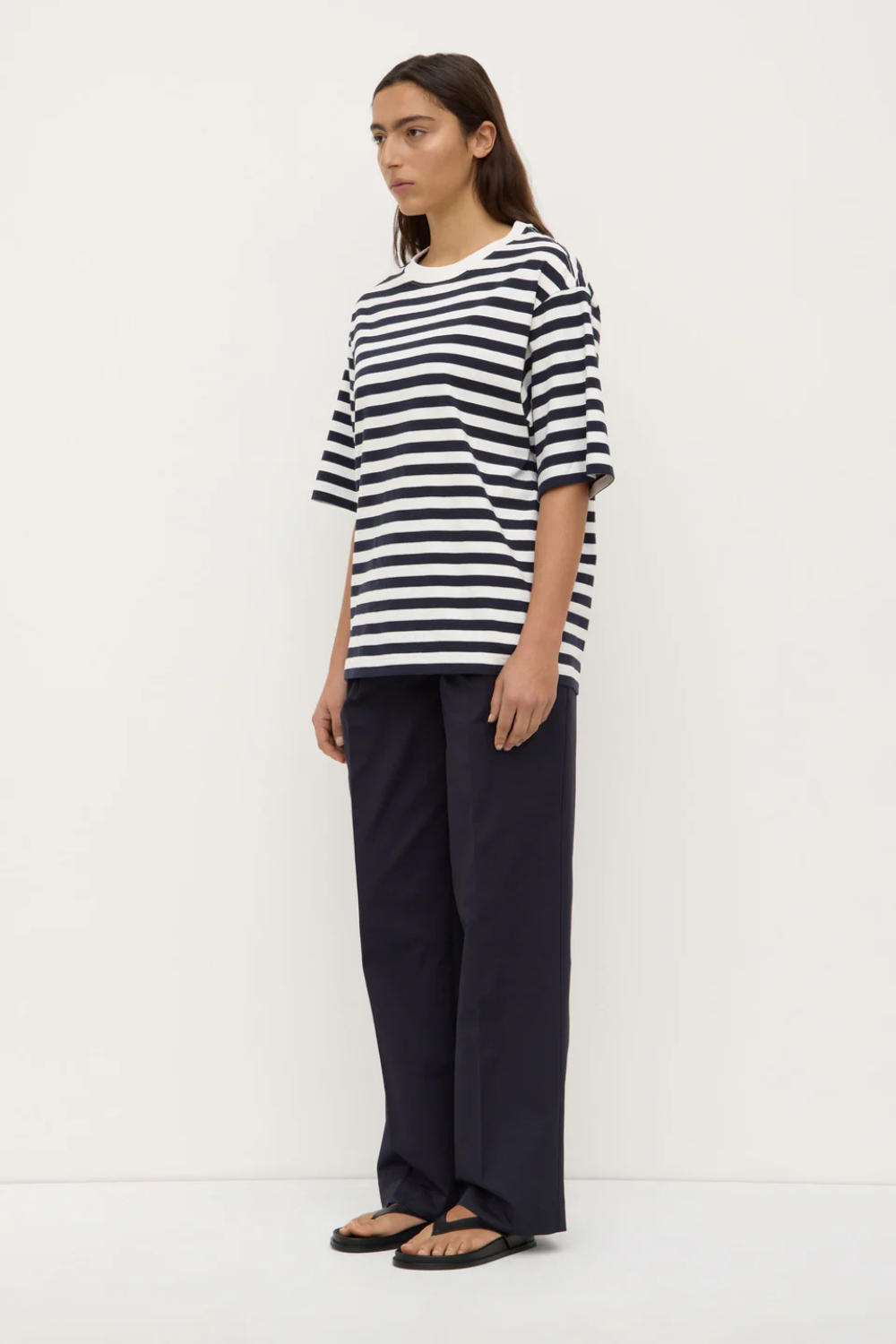Monte Stripe Cotton Short Sleeve Tee | True Navy/White Stripe