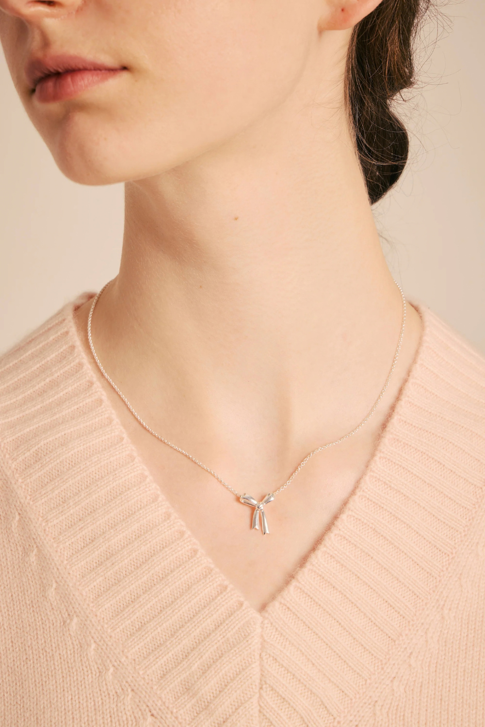 Small Bow Necklace 50cm | Silver
