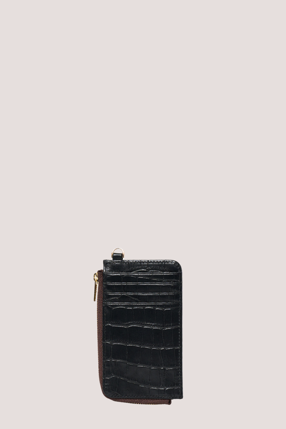 Winona Card Holder | Black Croc