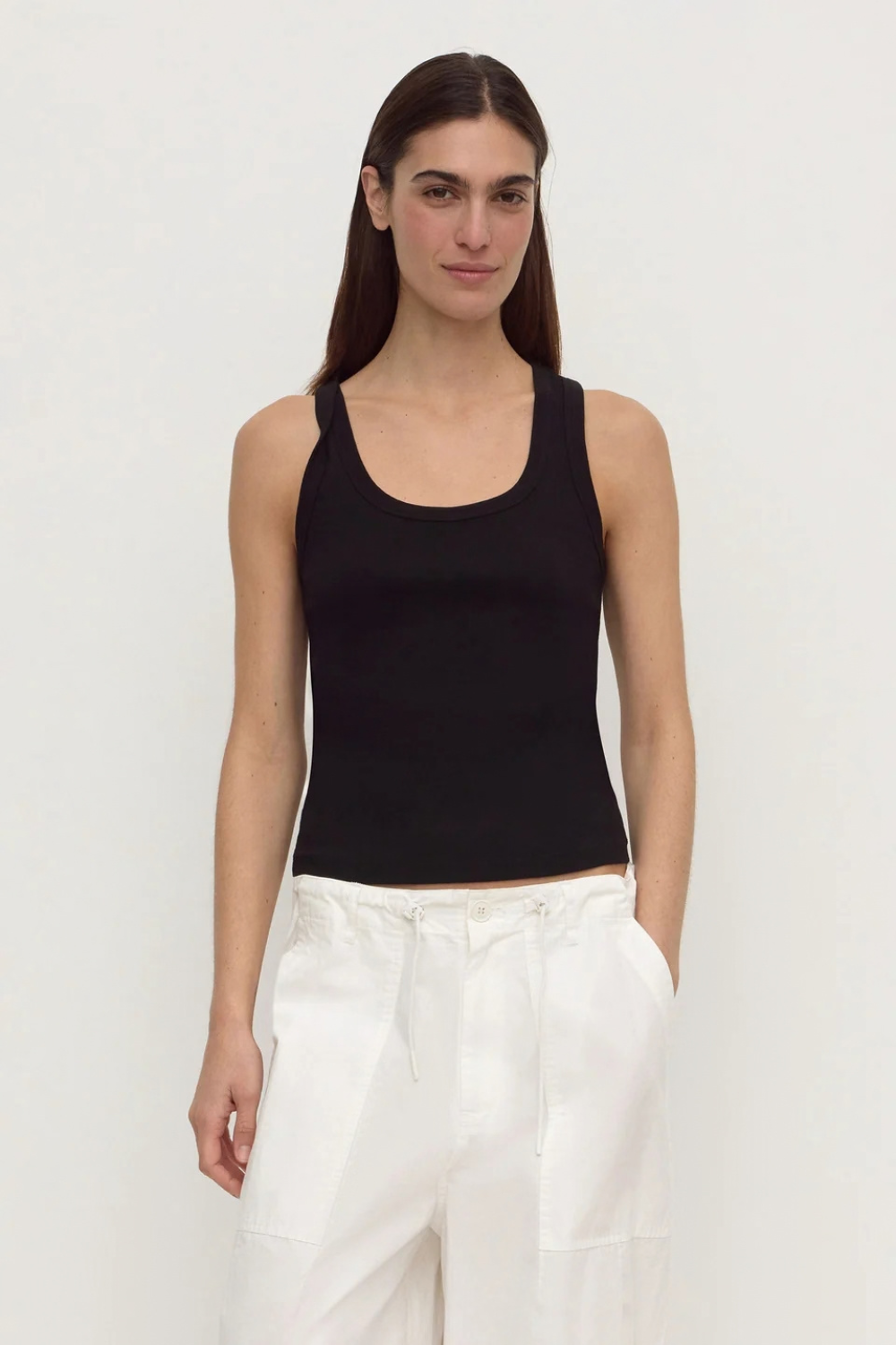 Robyn Scoop Neck Rib Tank | Black