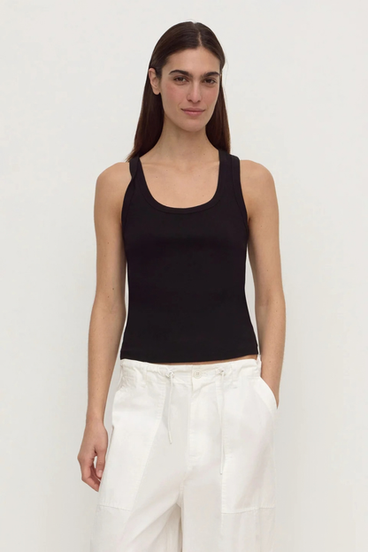 Robyn Scoop Neck Rib Tank | Black