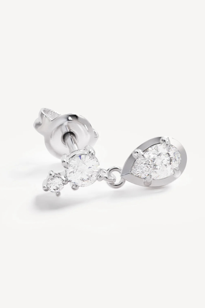 Sterling Silver Quiet Radiance Drop Stud Earrings