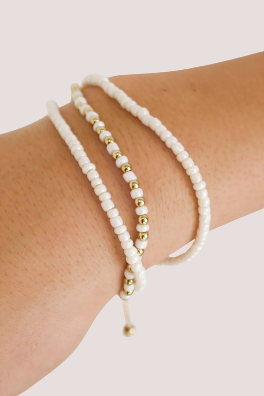 Triple Bead Gold White Gold Bracelet