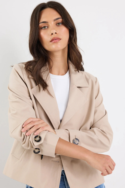 Pathway Taupe Cropped Trench Jacket