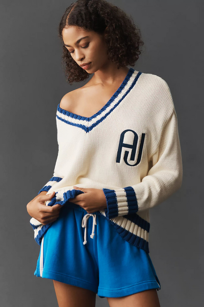 AJ V-Neck Knit Sweater Coconut