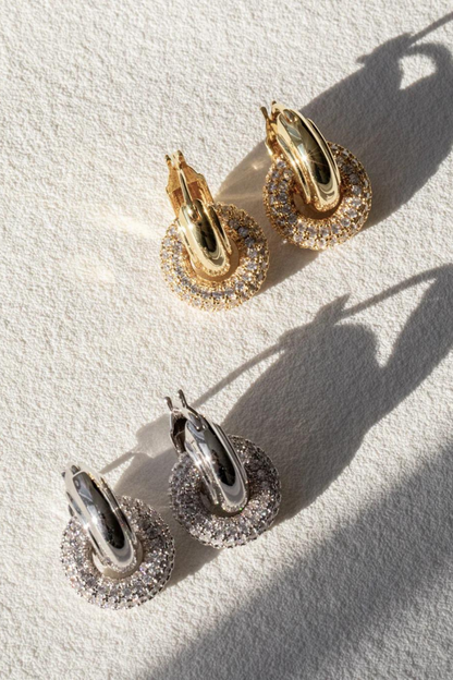 The Pave Interlock Hoops | Gold