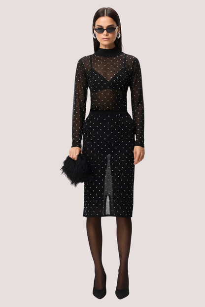 Celeste Knit Skirt | Black Crystal