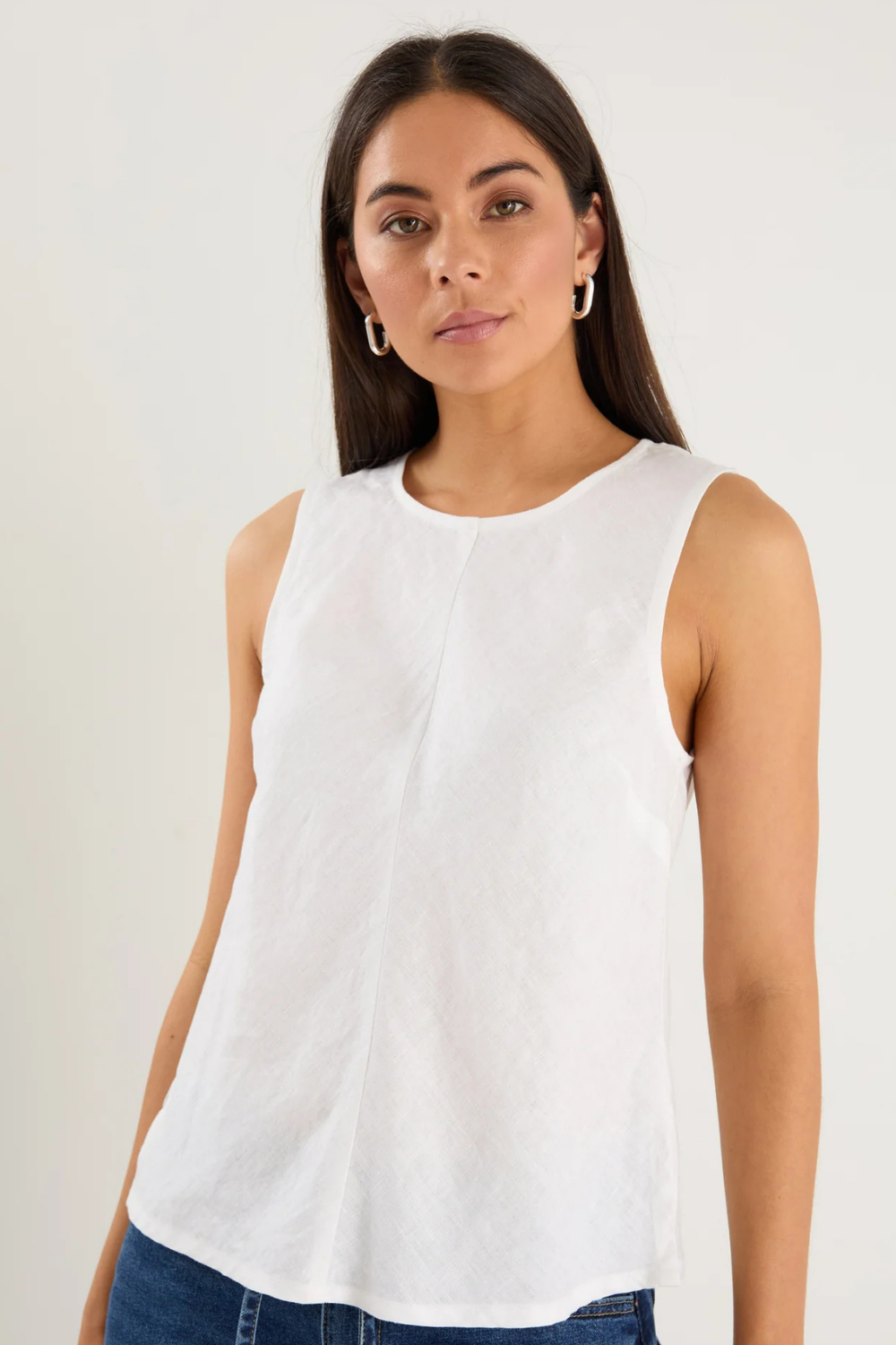 Shoreline Ivory Linen Bias Sleeveless Shell Top
