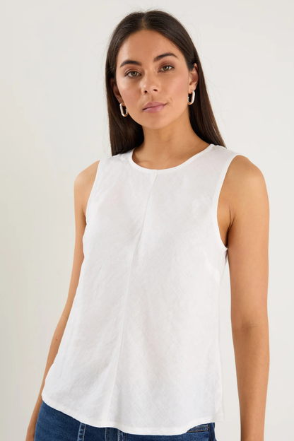 Shoreline Ivory Linen Bias Sleeveless Shell Top