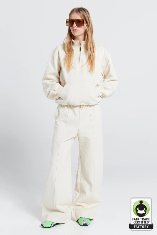 Pin Tuck Track Pants | Ecru