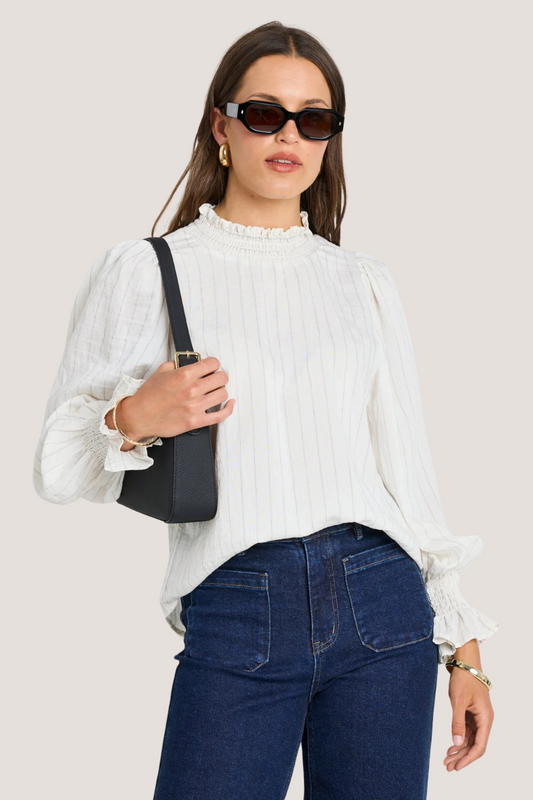 Emphatic Ivory Stripe High Neck Top