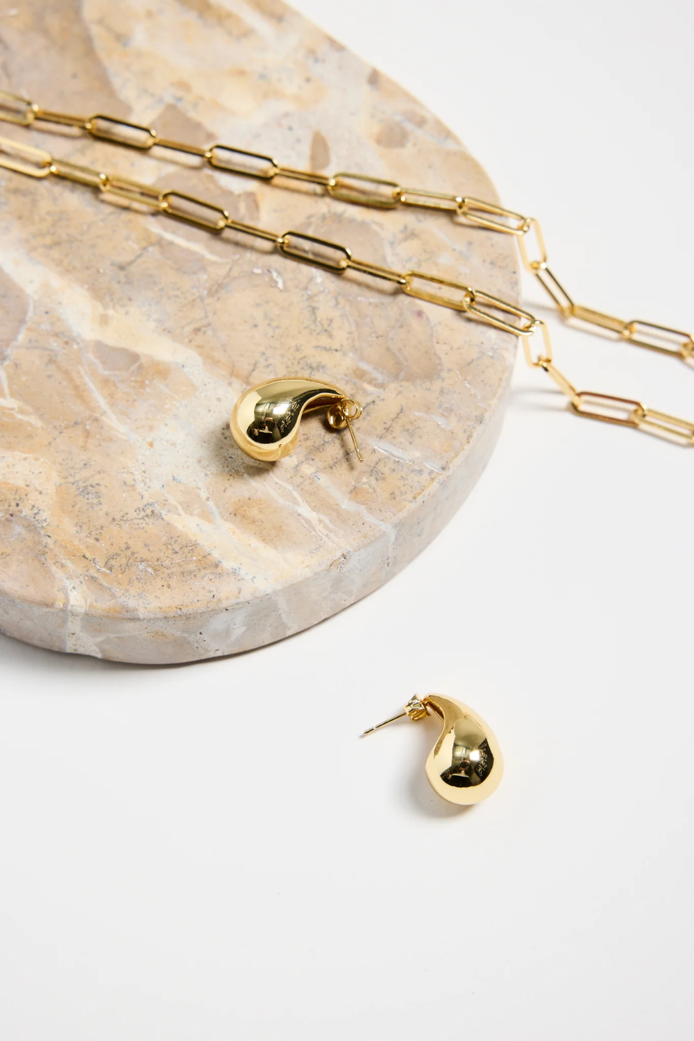 Tear Drop Gold Stud Earring