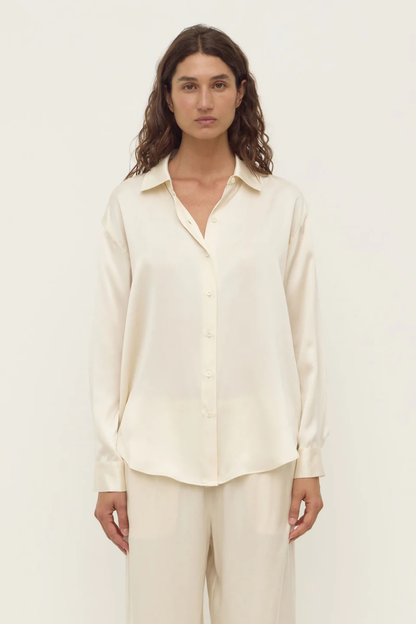 Pippa Silk Long Sleeve Shirt | Cream