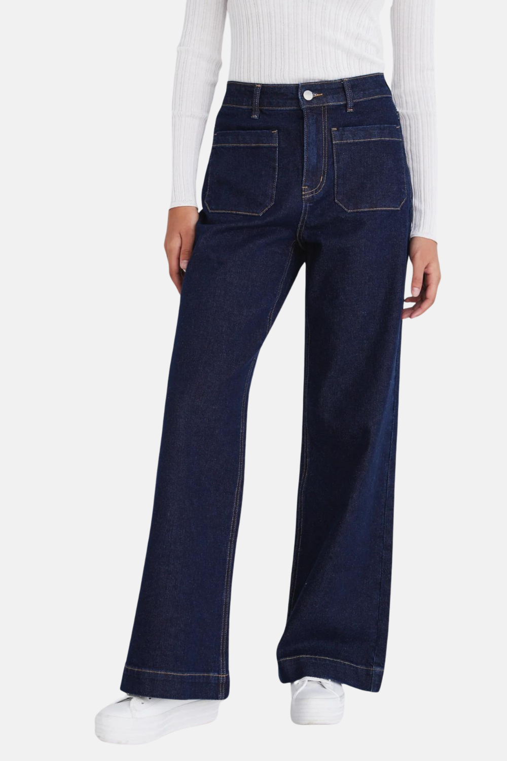 Zoey Indigo High Rise Wide Leg Pocket Jean