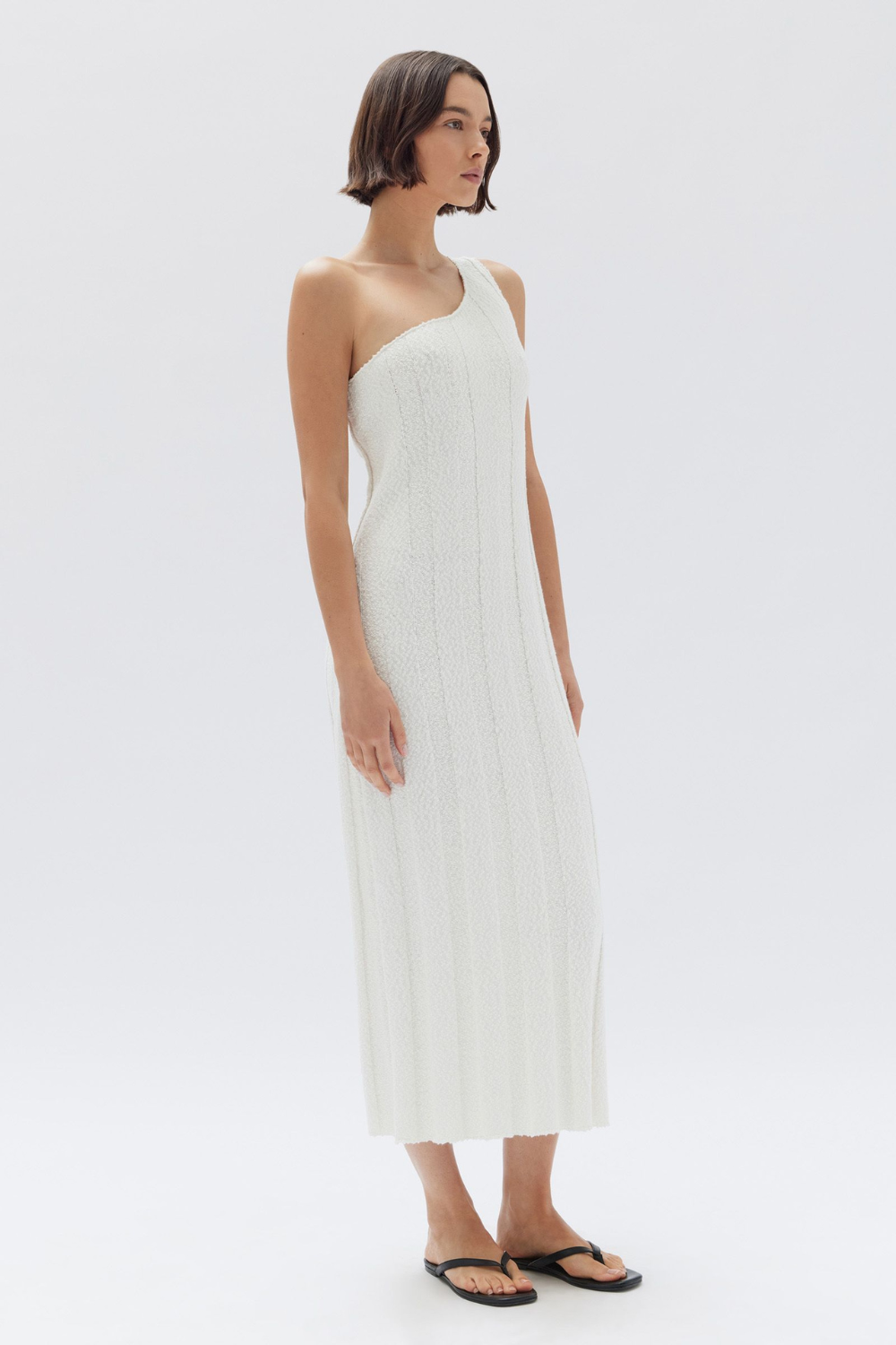 Caitlin Knit Rib Midi Dress | Antique White