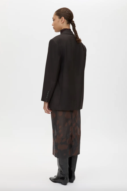 Saxony Oversized Blazer | Espresso Pindot