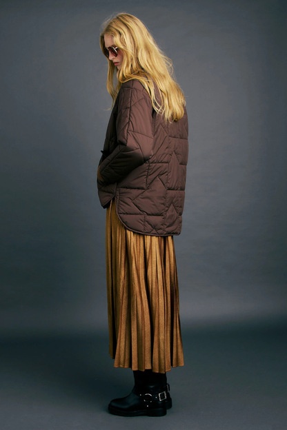Quilted Monogram Jacket | Chocolate