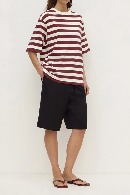 Arla Cotton Tee | Raisin/Cream Stripe