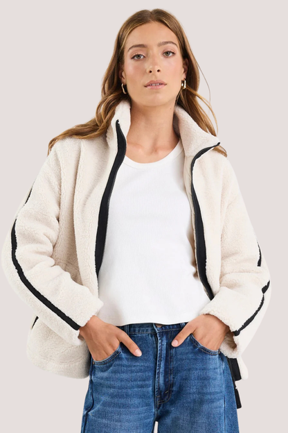 Chalet Taupe Sherpa Collared Jacket